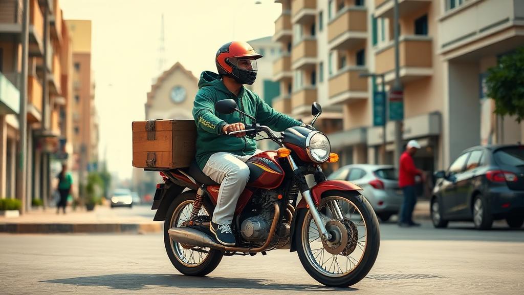 Motorcycle delivery rider in Addis Ababa